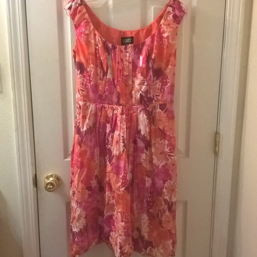Adrianna Papell Orange/Pink Sleeveless Dress 10 - Picture 2 of 8